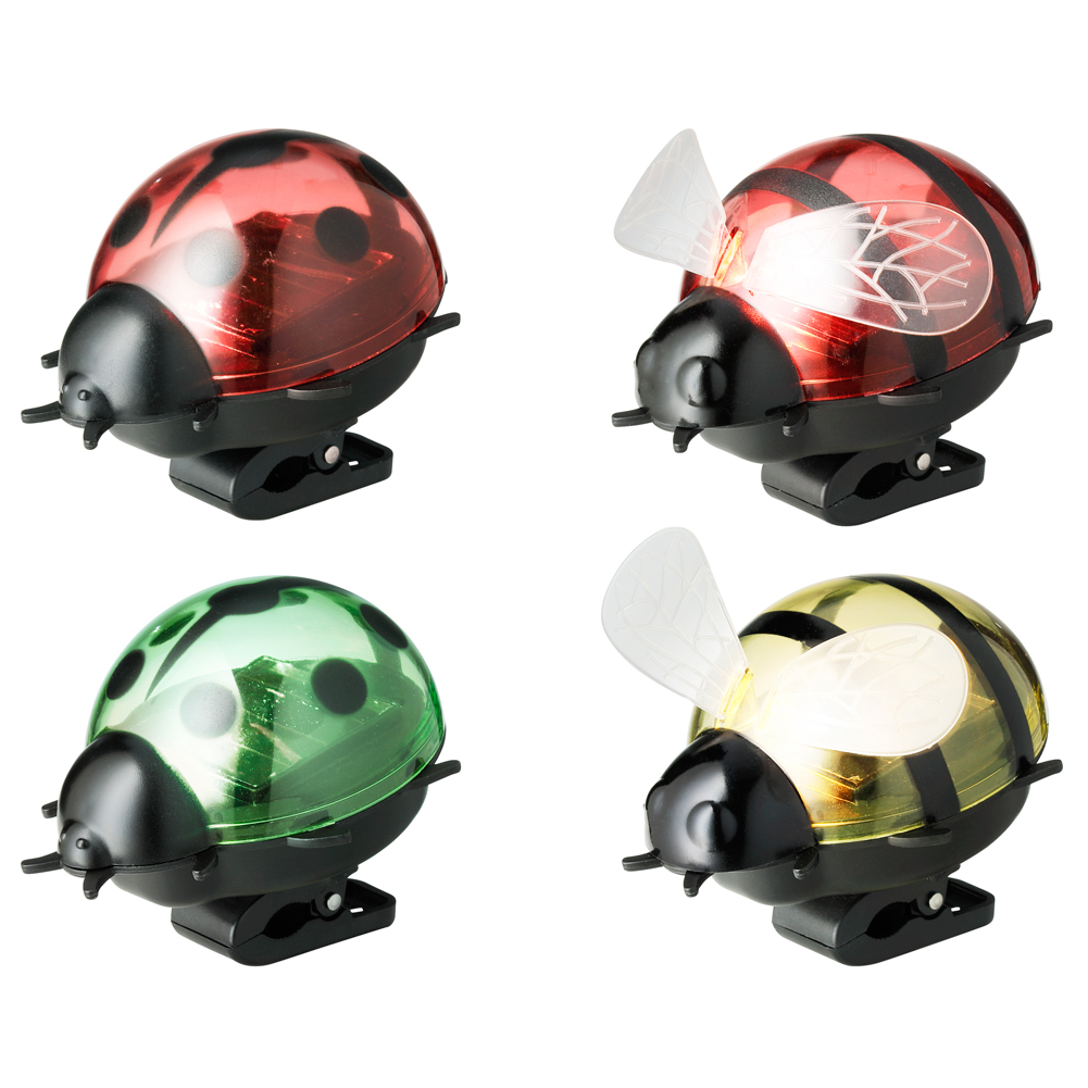 LED Solar 4er Set Marienkäfer Biene leuchtende Insekten Klammer