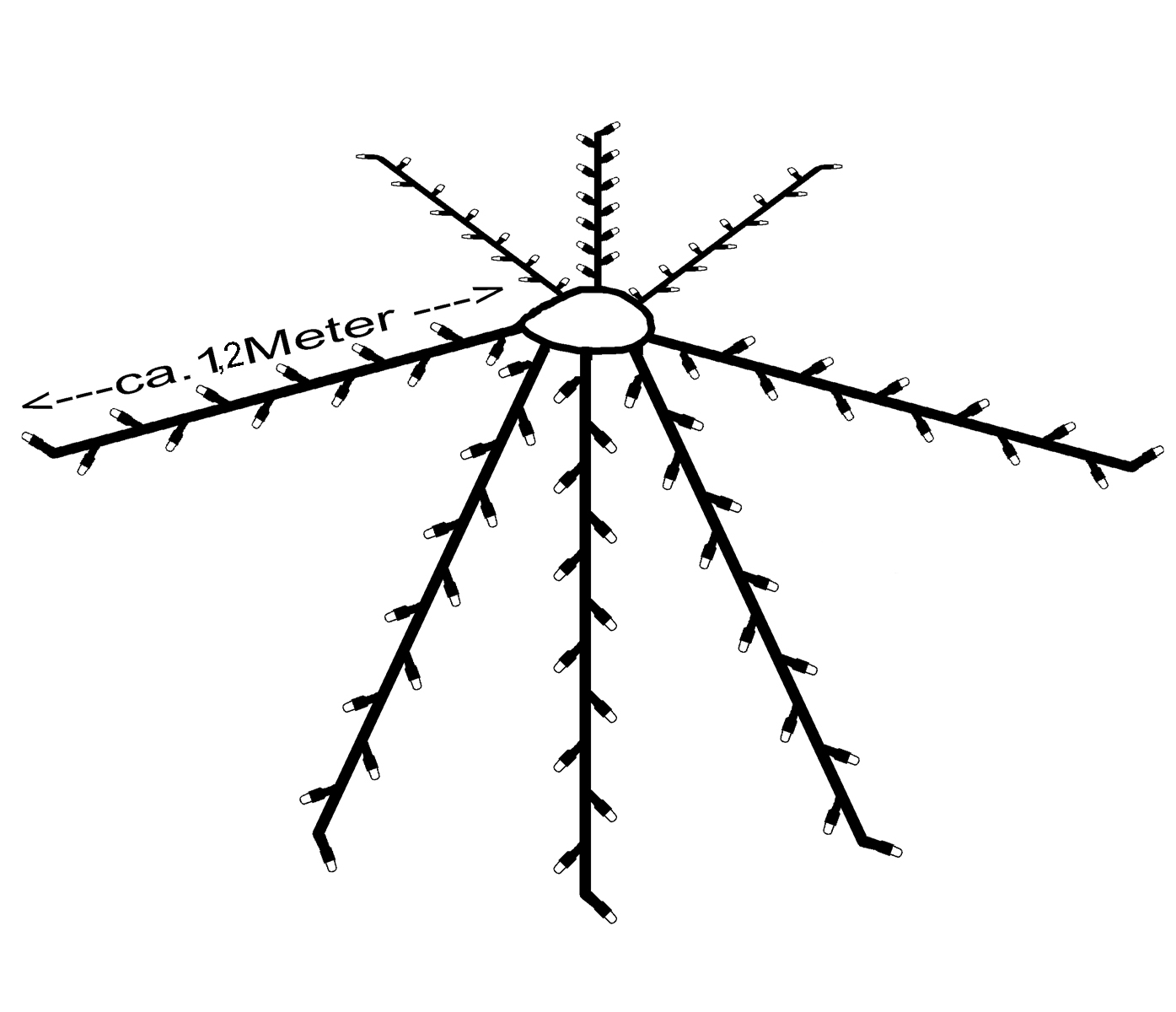 LED Solar Lichterkette Sonnenschirm Sonnenschirmbeleuchtung 72 LED 8 x